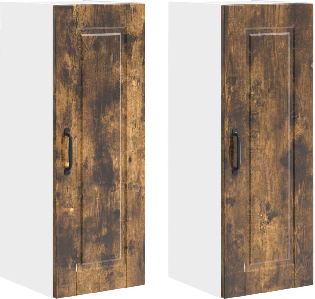 vidaXL Dulap de bucătărie cu raft 2 pcs Stejar fumuriu 30 x 31 x 80 cm