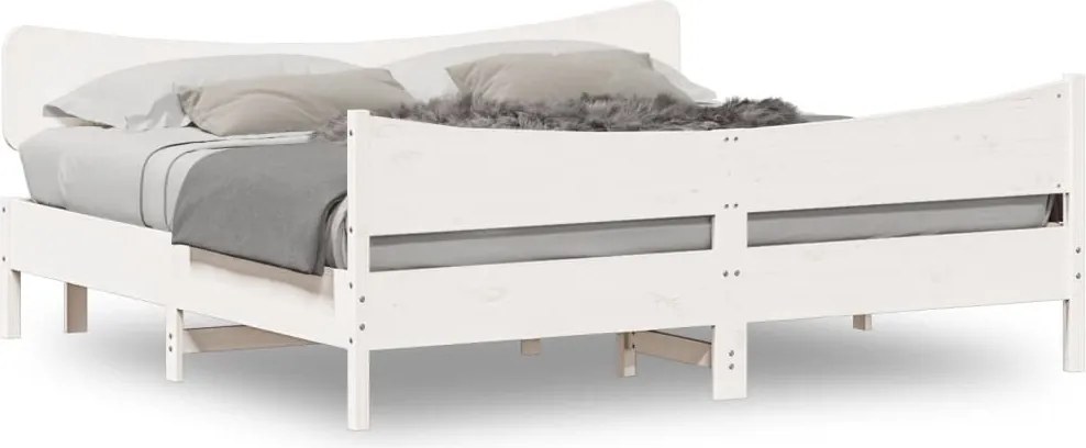 vidaXL Cadru de pat fără saltea, alb, 180x200 cm, lemn masiv pin