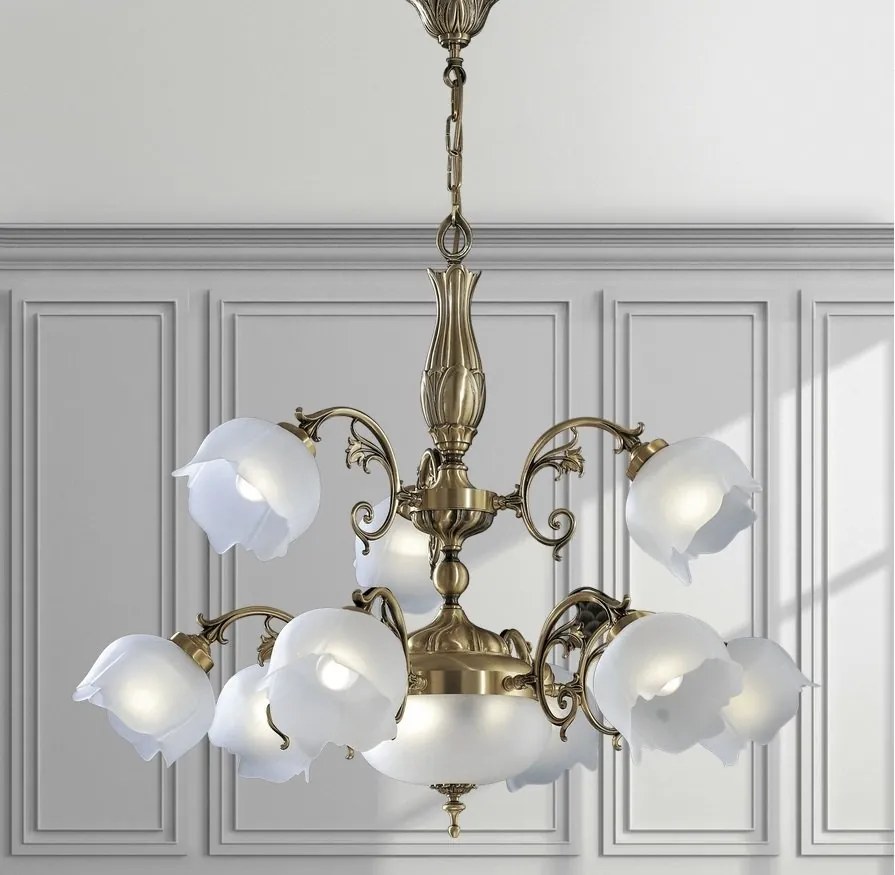 Candelabru 9 brate LUX design clasic realizat manual Bianca