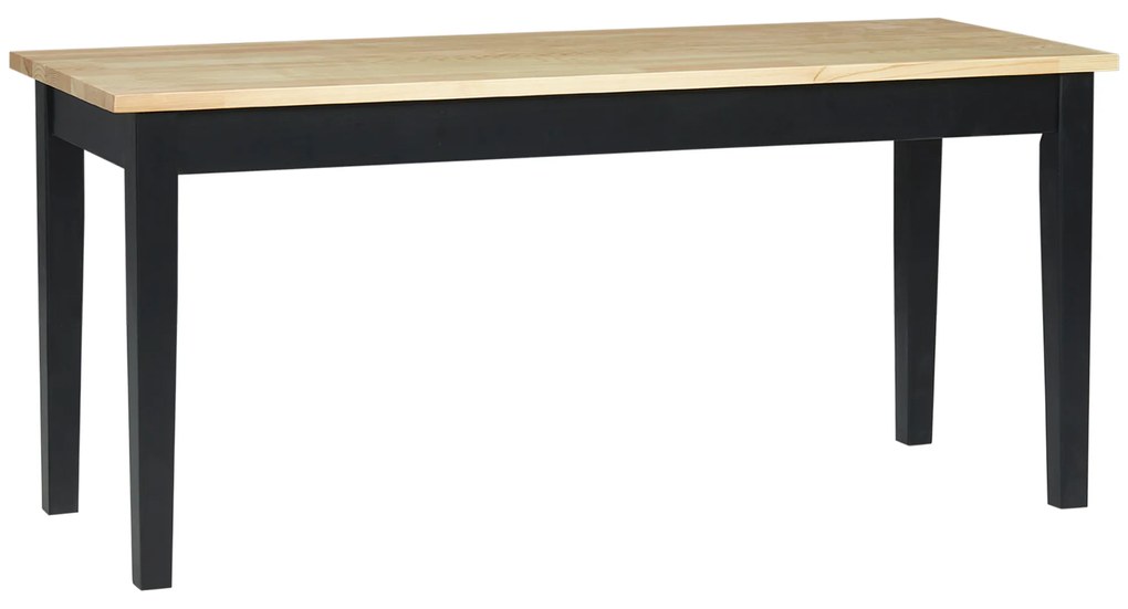 HOMCOM Banc din lemn pentru 2 persoane bicolore, cu șezut natural și picioare negre 102 x 36 x 45 cm | Aosom Romania