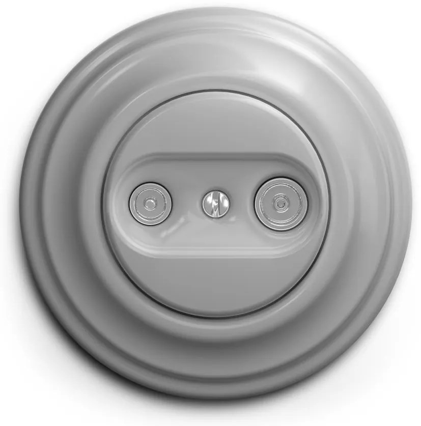 Kliklap - Priză terminală retro TV+R cu ramă, gri