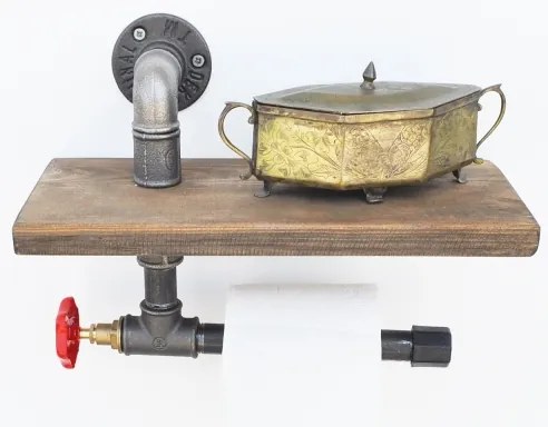 Suport de hârtie igienică cu raft BORURAF 22x31 cm molid