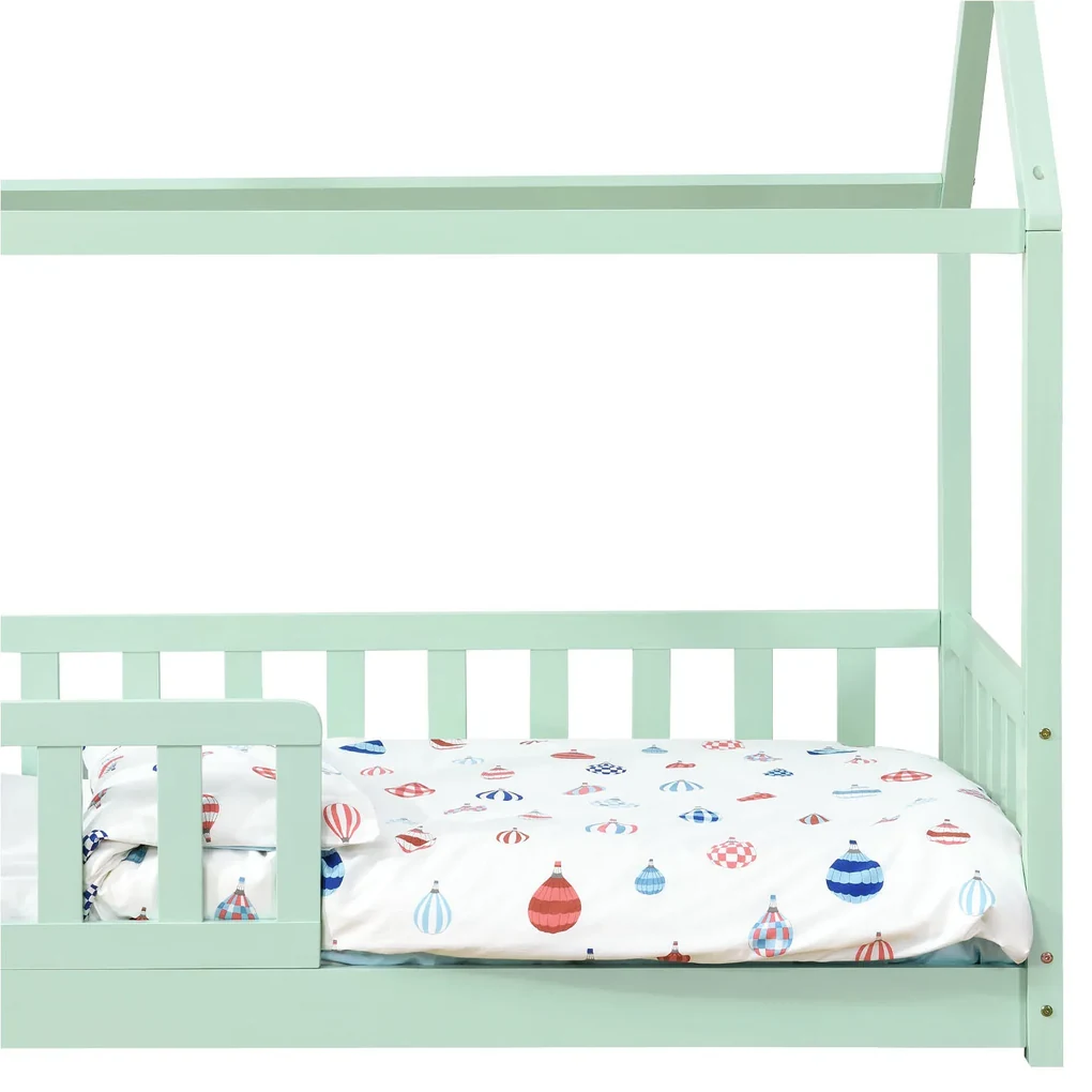 Pat pentru copii Marli 80 x 160 cm cu cadru cu lamele de culoare menta