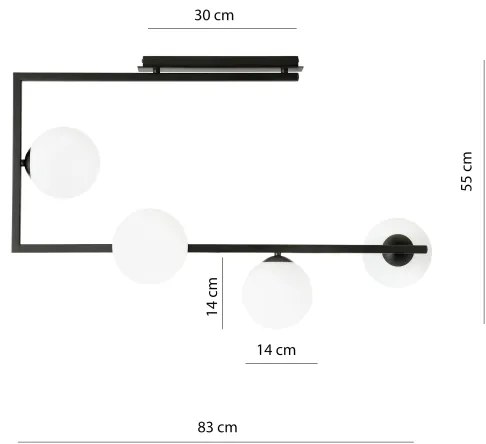 Lustră pe tijă SOMA 4xE14/10W/230V negru/alb