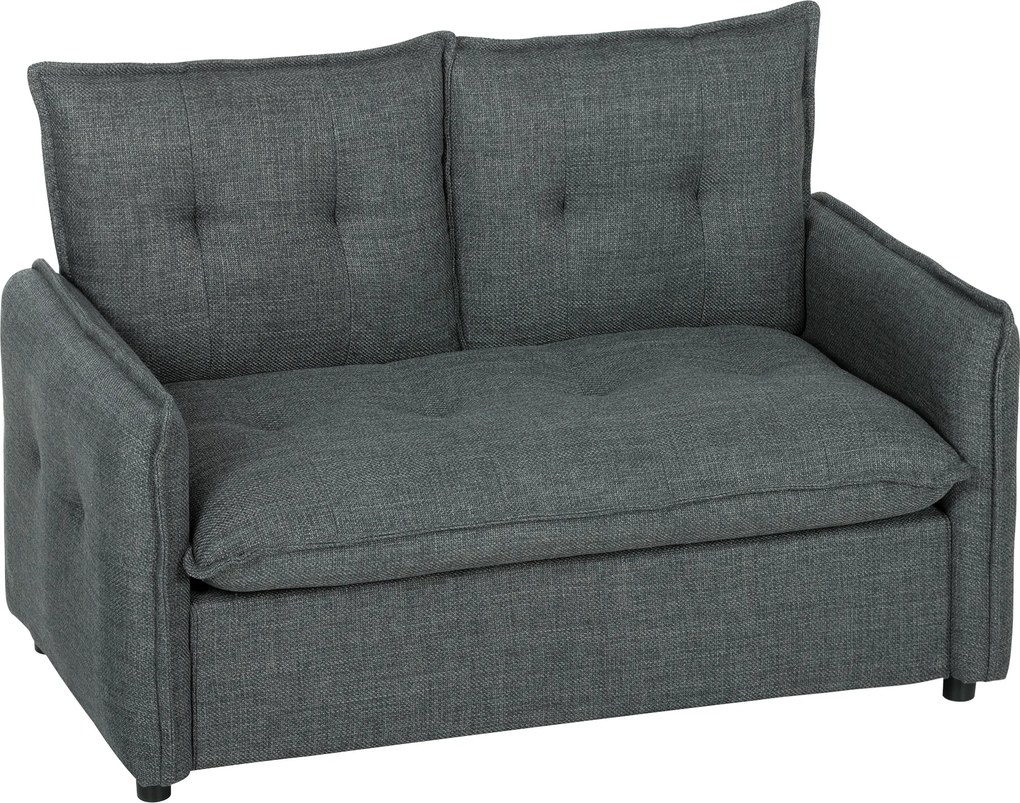 HOMCOM Canapea 2 locuri, canapea de living modernă 131 cm cu șezut căptușit, perne cu arcuri, țesătură tip in, gri închis | Aosom Romania