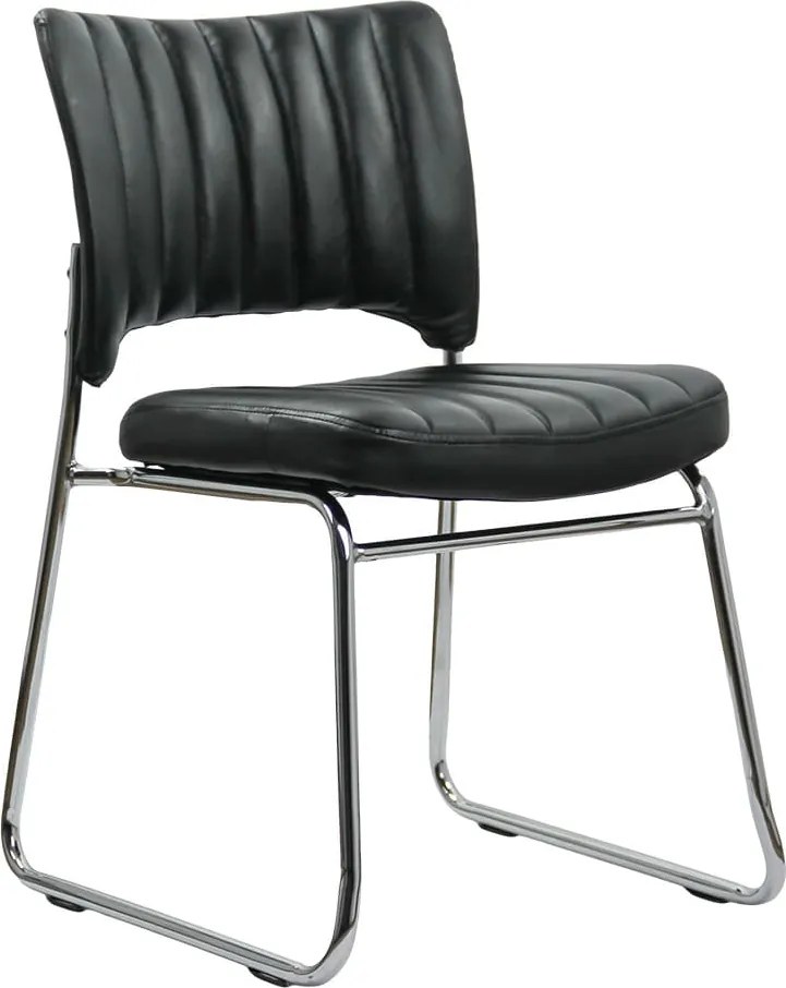 Scaun vizitator negru HRC 613 din piele ecologică și cadru cromat