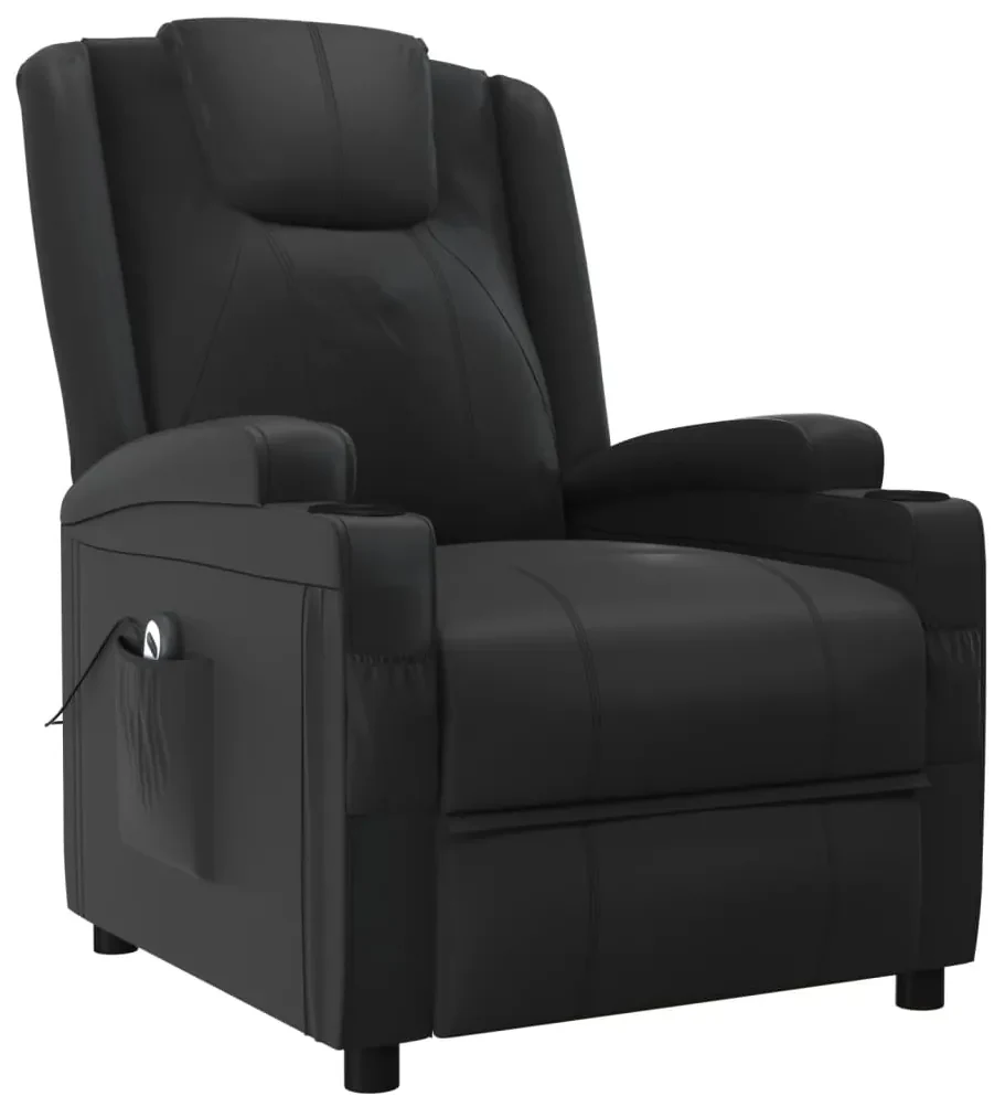 289750 vidaXL Fotoliu cu ridicare, negru, piele ecologică