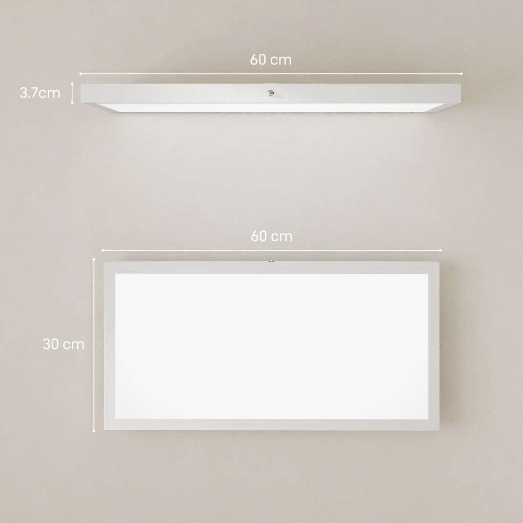 HOMCOM Set de 2 Plafoniere LED Subțiri cu Design Minimalist și Modern, Reglabile, Candelabru LED din Oțel și Plastic, 60x30x3,7 cm, Alb | Aosom Romania