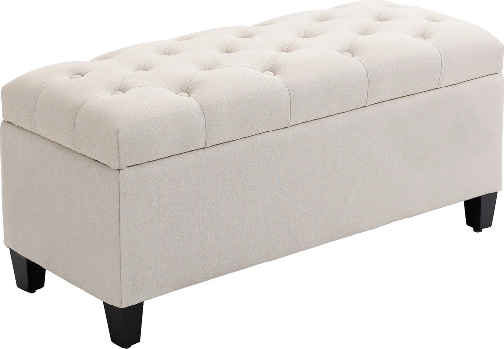 HOMCOM Banc de rangement taburet salon cap de pat cufar de depozitare pentru salon, camera, intrare, 100 x 40 x 44 cm, alb | Aosom Romania