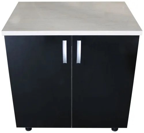 Masca pentru chiuveta cu 2 usi 80 cm Zebra, wenge/Negru lucios, cu blat Travertin, 80 x 85 x 60 cm