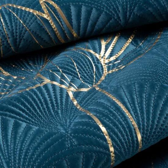 Cuvertură de pat de design LOTOS albastru cu motive aurii Lăţime: 170 cm | Lungime: 210 cm