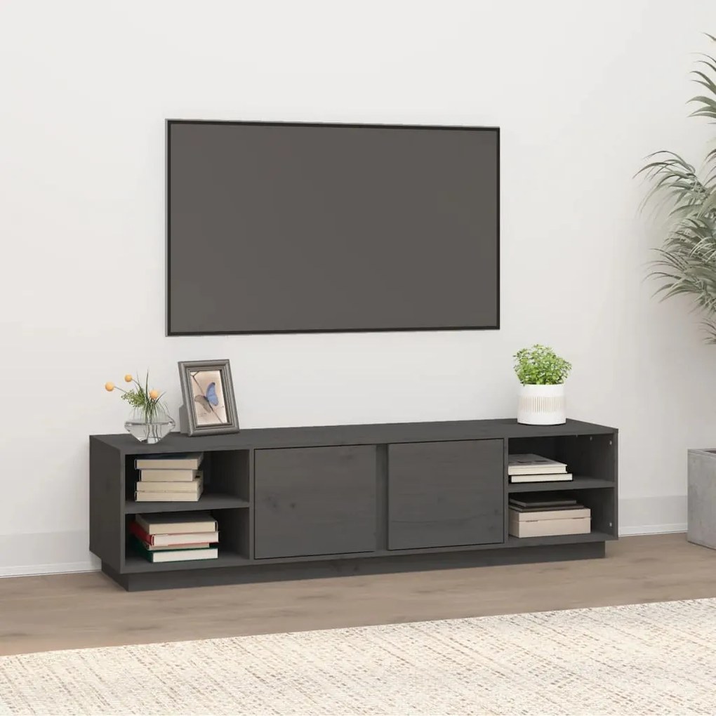 Comoda TV, gri, 156x40x40 cm, lemn masiv de pin 1, Gri