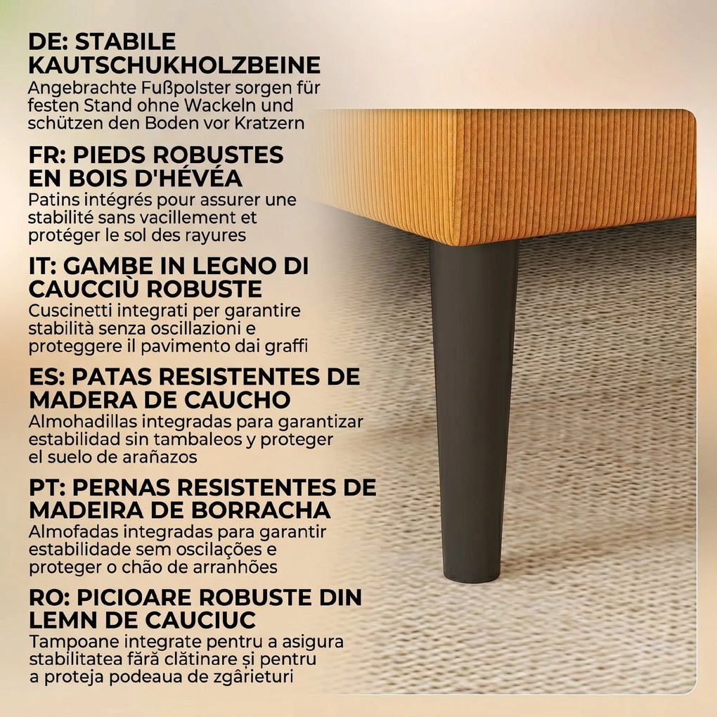 HOMCOM Cutie de Depozitare Otomană Modernă cu Picioare din Lemn, Suportă până la 120KG, pentru Living, Portocaliu | Aosom Romania