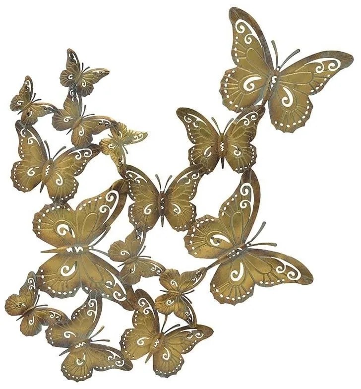 Fluturi decor perete din metal Golden 65 cm x 72 cm
