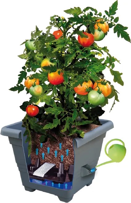 Plastia Bergamot ghiveci de flori cu auto-udare 40 x 40 cm gri deschis, 40 x 40 cm