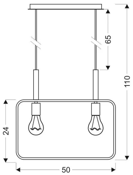 Lustră pe cablu FRAME 2xE27/60W/230V negru