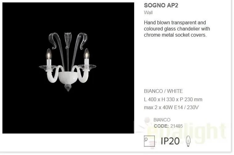 Aplica de perete stil Venetian SOGNO AP2 021485