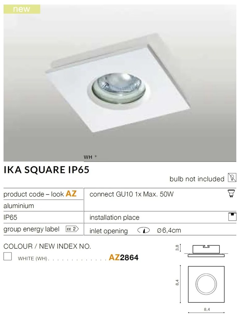 Spot de exterior incastrabil IP65 IKA SQUARE alb