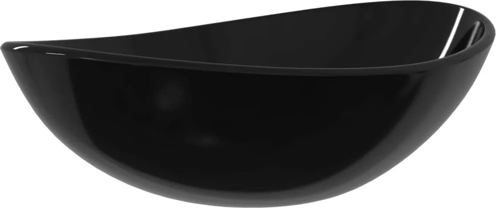 vidaXL Chiuvetă din sticlă securizată, negru, 54,5x35x15,5 cm