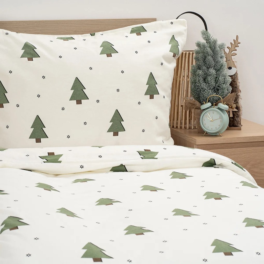 Lenjerie de pat din flanel 4Home Little Trees, 140x 220 cm, 70 x 90 cm, 140 x 220 cm, 70 x 90 cm