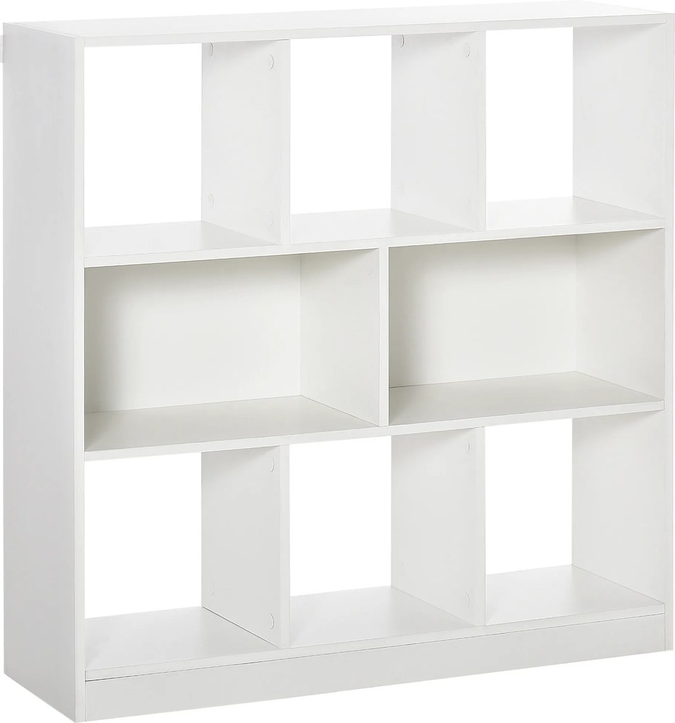 HOMCOM Bibliotecă Raft cu 8 Compartimente, Bibliotecă Modernă pentru Camera de Zi, Dormitor, Birou, 97.5x30x100 cm, Alb | Aosom Romania