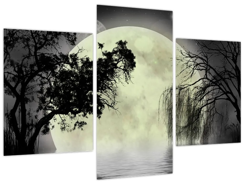 Tablou - Lună plină deasupra apei (90x60 cm)