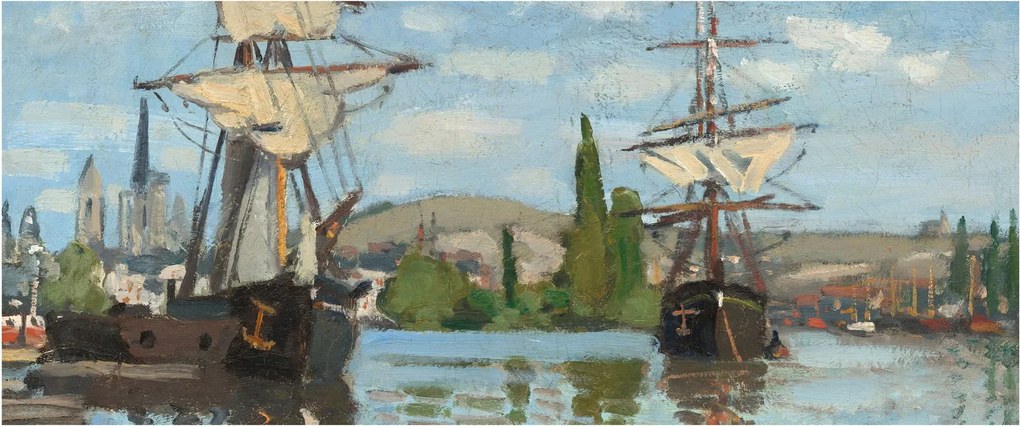 Tablou - Claude Monet, Ships Riding on the Seine at Rouen, reproducere (120x50 cm)