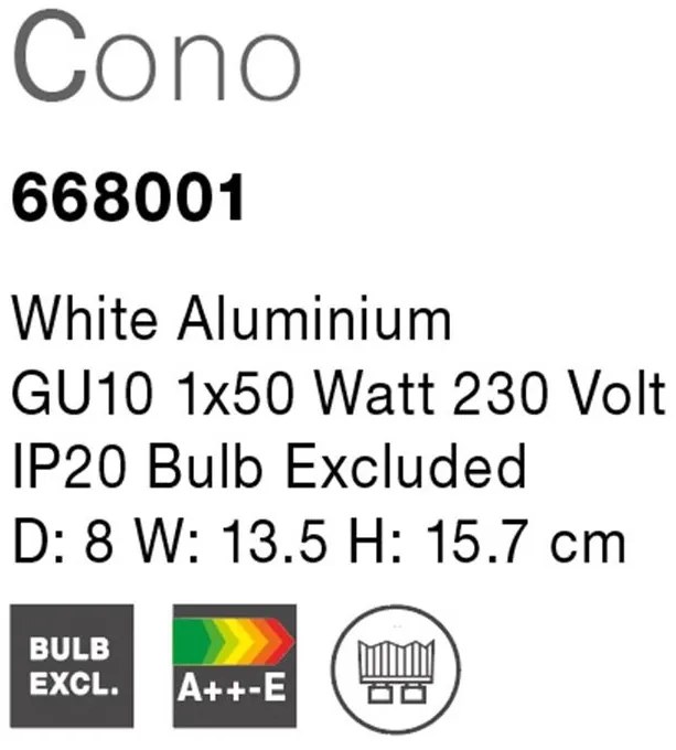 Aplica perete moderna cu spot Cono alba NVL-668001