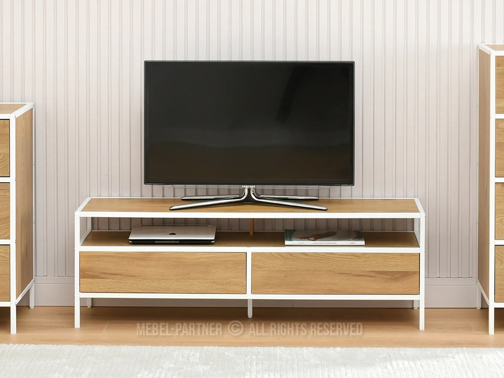 Masă TV Soren Rtv (stejar + alb). Promo -13%. 1111728