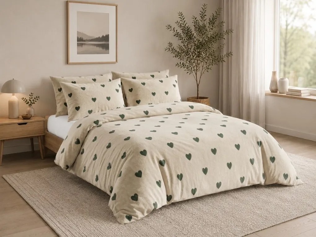 Lenjerie cocolino HEARTINO crem Dimensiune lenjerie de pat: 2 buc 70 x 90 cm | 200 x 220 cm
