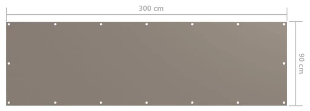 Paravan de balcon, gri taupe, 90x300 cm, tesatura oxford Gri taupe, 90 x 300 cm