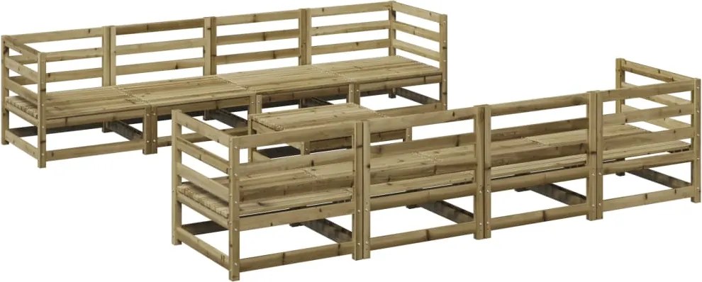 vidaXL Set canapea de grădină, 9 piese, lemn de pin tratat