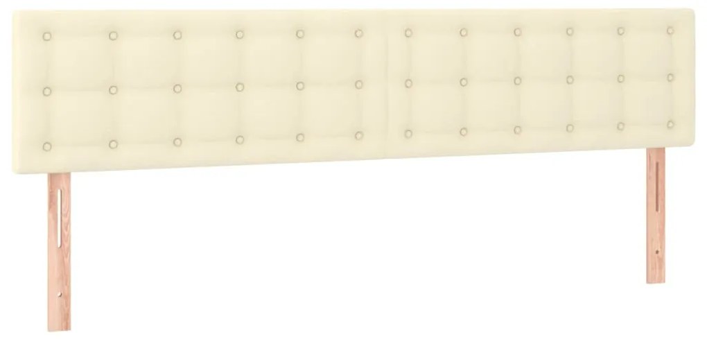 Pat box spring cu saltea, crem, 160x200 cm, piele ecologica Crem, 160 x 200 cm, Nasturi de tapiterie
