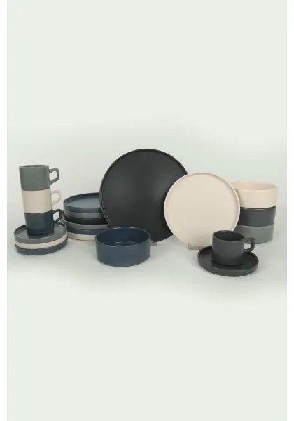 Set de veselă 20 piese, multicolor, din ceramică stoneware
