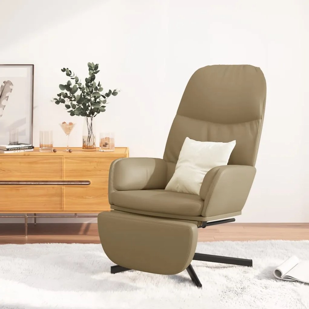3097421 vidaXL Scaun de relaxare cu taburet, cappuccino, piele ecologică