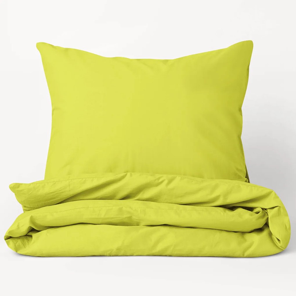 Goldea lenjerie de pat din bumbac - verde lime 140 x 200 și 70 x 90 cm