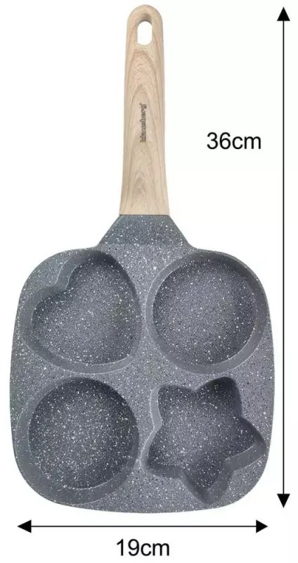 Tigaie cu 4 sectiuni Klausberg KB 7808, 19cm, Acoperire din marmura, Diverse forme, Inductie, Gri