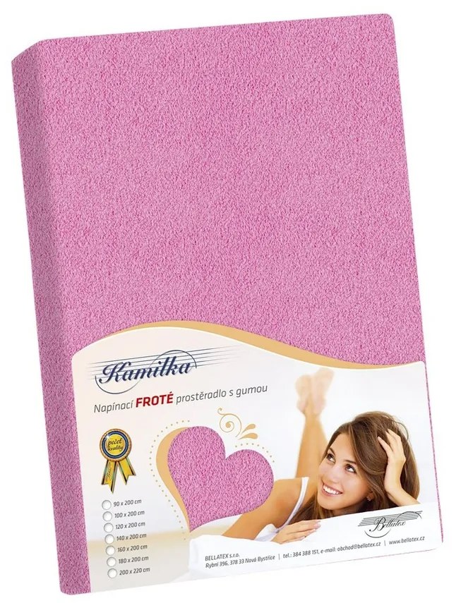 Cearceaf frotir Kamilka, roz, 120 x 200 cm