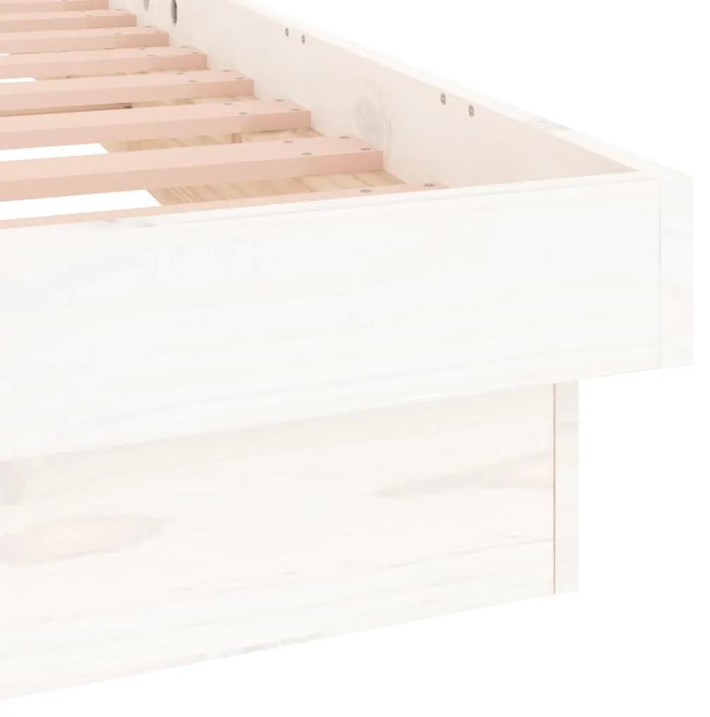 Cadru de pat cu LED, alb, 140x190 cm, lemn masiv Alb, 140 x 190 cm