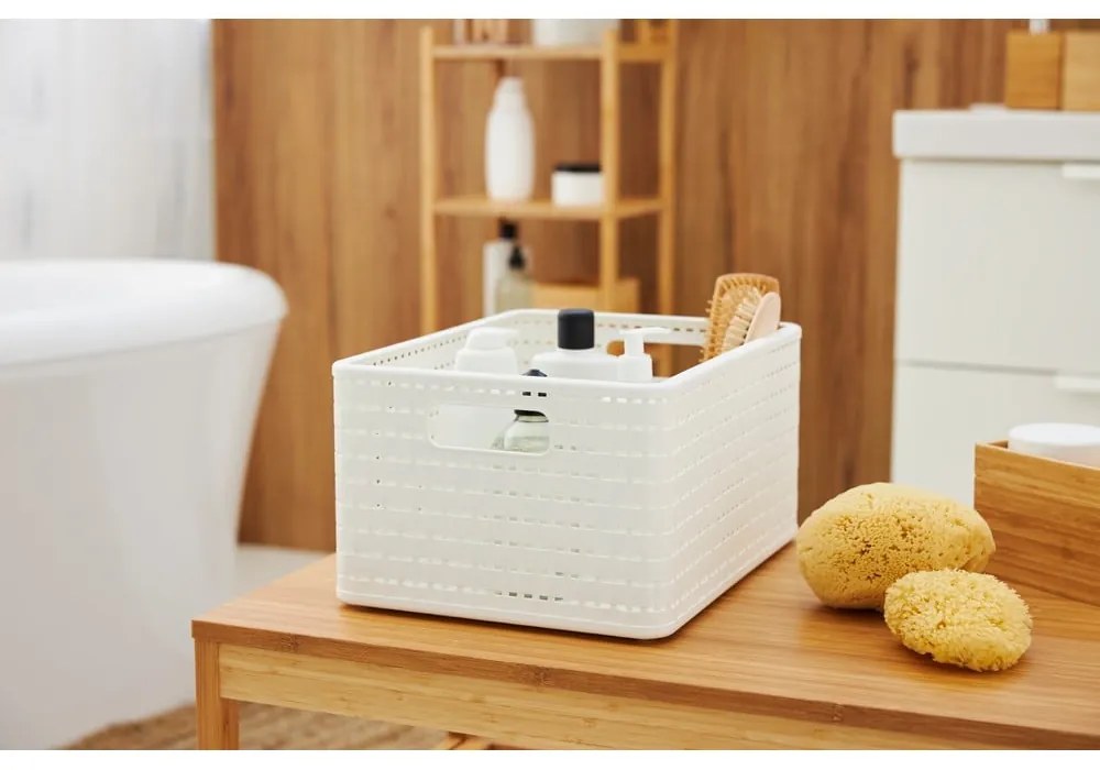 Coș de depozitare din plastic reciclat alb Country - Rotho