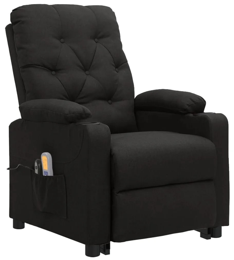3093489 vidaXL Fotoliu electric de masaj rabatabil cu ridicare, negru, textil