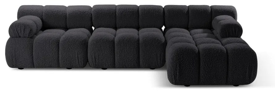 Colțar modular gri antracit cu tapițerie din țesătură bouclé (cu colț pe partea dreaptă) Bellis – Micadoni Home