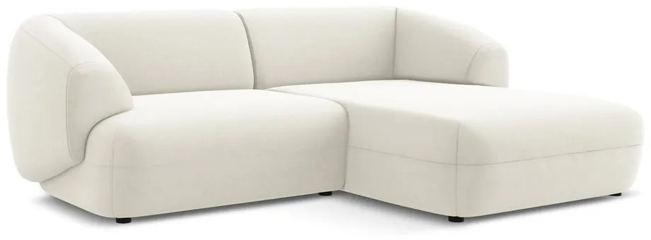 Colțar alb cu tapițerie din catifea (cu colț pe partea dreaptă) Moana – Makamii