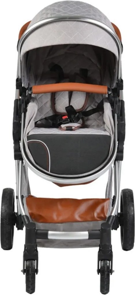 Carucior nou nascuti 2 in 1 NOVOKIDS™ Alma Gold PRO , Cu geanta bebe, Cadru Aluminiu , Amortizoare, Roti din cauciuc plin AVE, Landou, Modul sport,