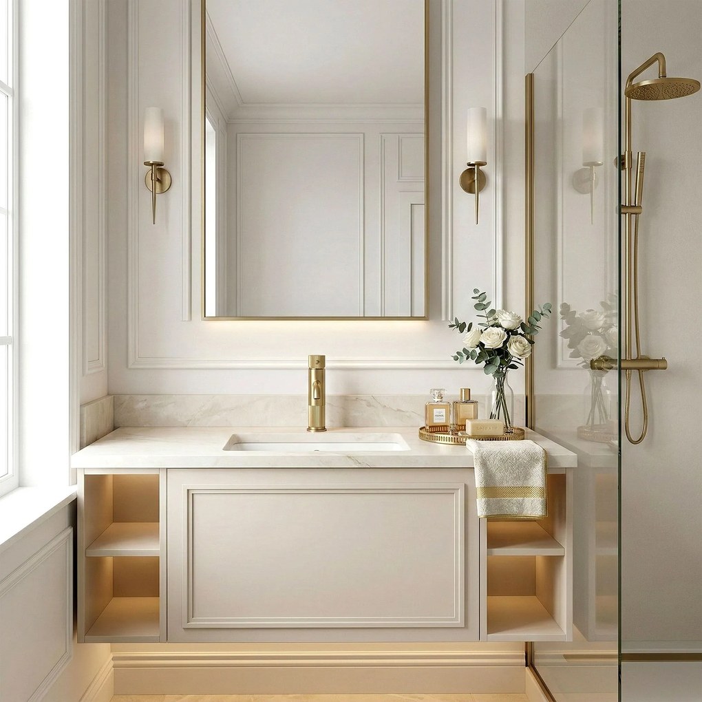 Baterie pentru baie Rea Lungo Stripe Brush Gold Low