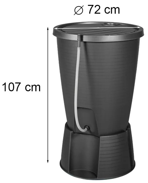 Rezervor de apă de ploaie din plastic Indigo Water Butt 220L cu furtun de grafit