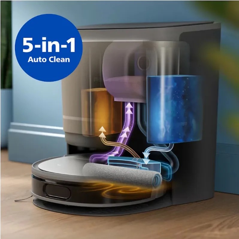 Aspirator robot Philips 9000 Series XU9100/10, 6500 mAh, 8000 Pa, WiFi, LiDAR, PowerCyclone, EPA 11, Dry/Mokro Cleaner, Bronze/Golden.