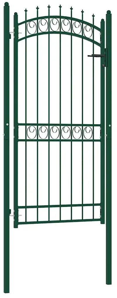 vidaXL Poartă de gard cu țepușe, verde, 100x200 cm, oțel