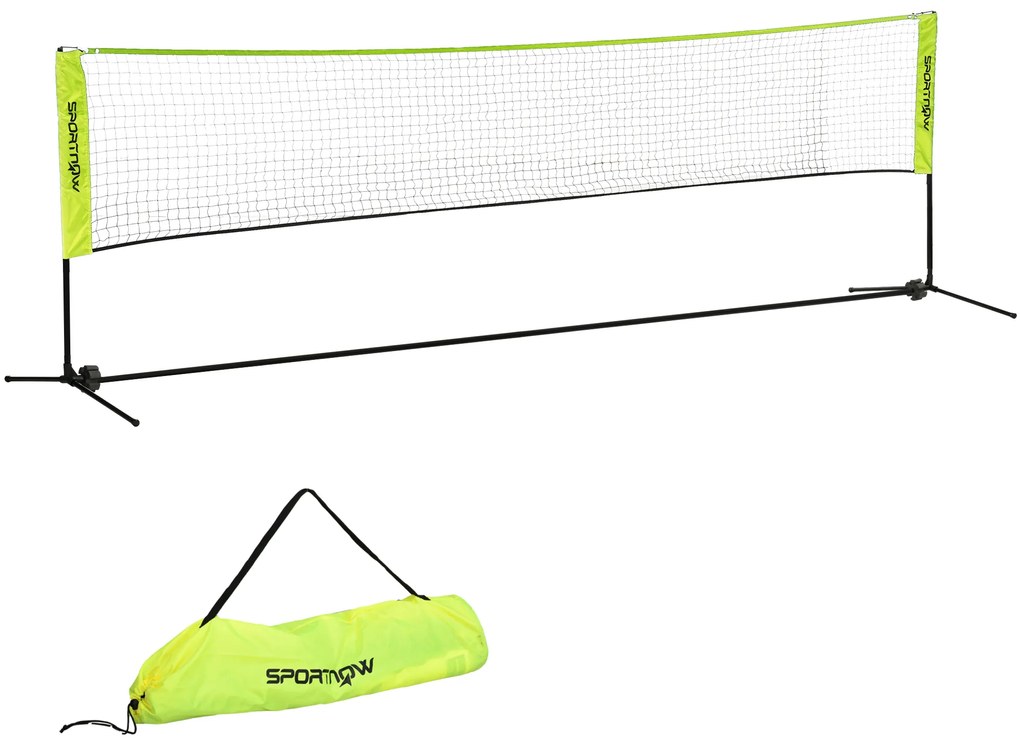SPORTNOW Plasă de badminton, plasă portabilă, înălțime ajustabilă 107-155 cm, cu geantă de transport, cadru metalic, negru, galben | Aosom Romania