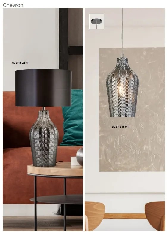 Pendul sticla deco stil modern Chevron fumuriu 3451SM SRT